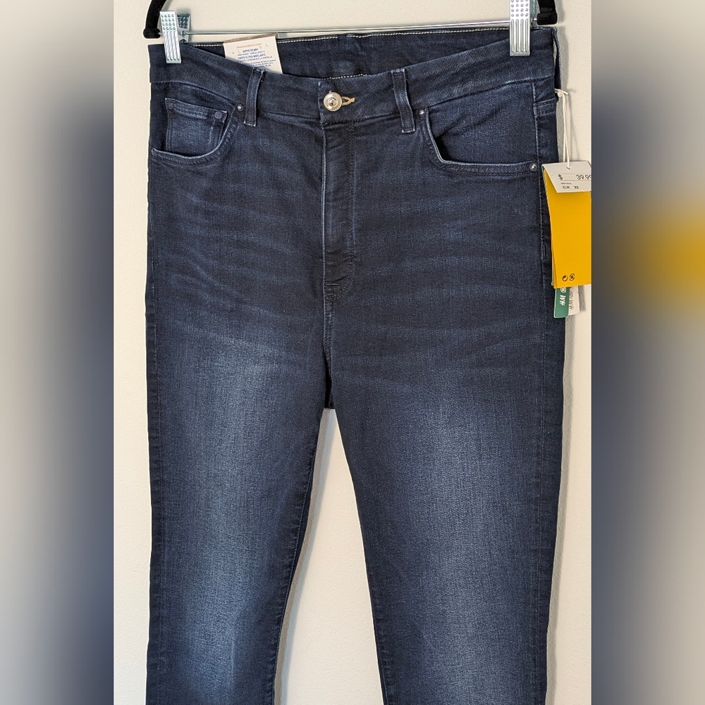 H&M Woman's High Waist Super SKINNY Ankle jeans Blue Size 32 Embrace Denim New - Picture 2 of 12